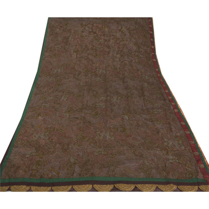 Sanskriti Vintage Indian Sari Purple Blend Georgette Printed Sarees Craft Fabric
