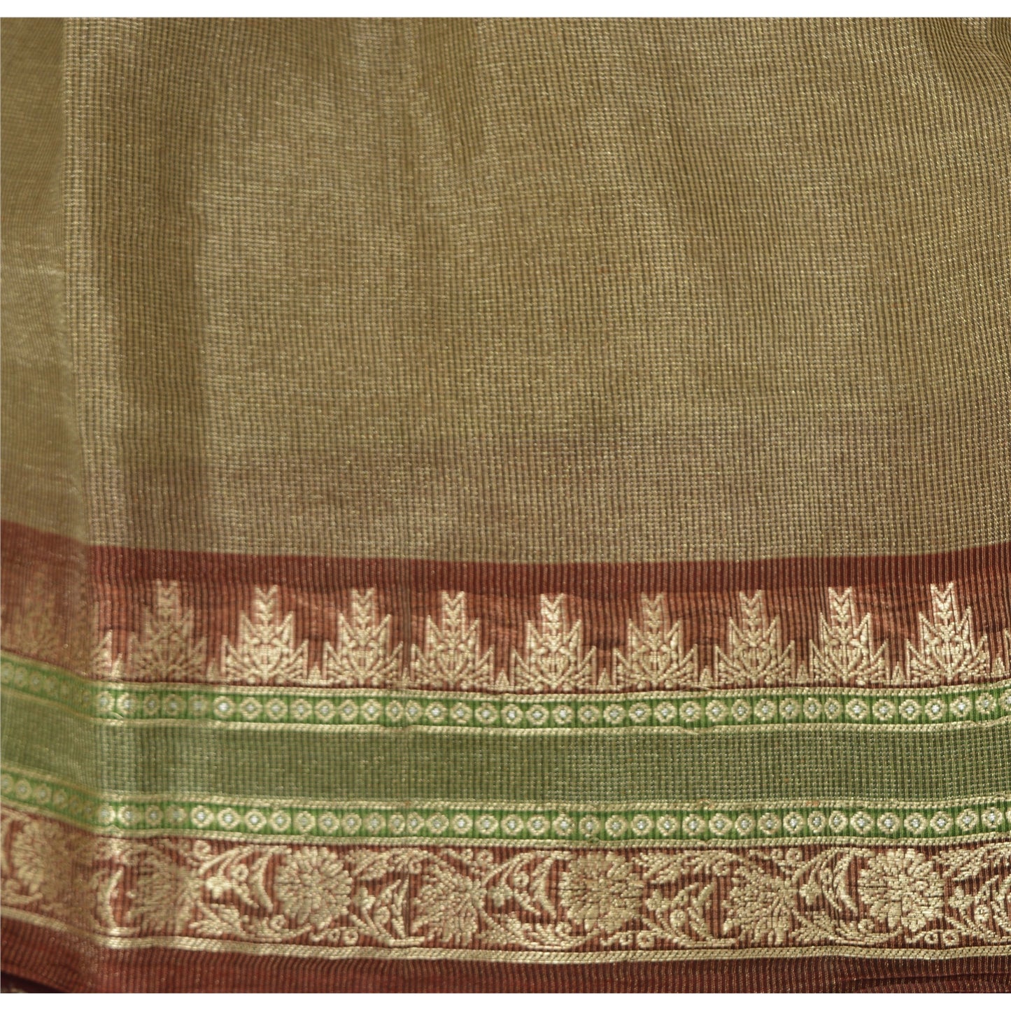 Sanskriti Vintage Golden Brown Sarees Pure Silk Hand Woven Fabric Premium Sari