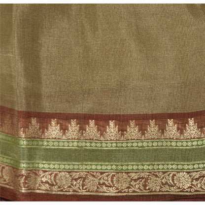 Sanskriti Vintage Golden Brown Sarees Pure Silk Hand Woven Fabric Premium Sari