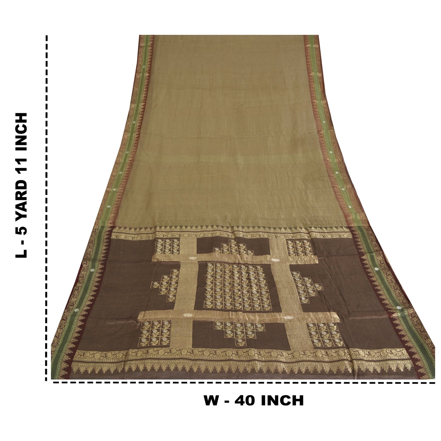 Sanskriti Vintage Golden Brown Sarees Pure Silk Hand Woven Fabric Premium Sari