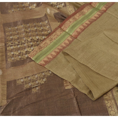 Sanskriti Vintage Golden Brown Sarees Pure Silk Hand Woven Fabric Premium Sari