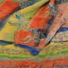 Sanskriti Vintage Sarees Pure Crepe Silk Hand Embroidered Fabric Kantha Sari