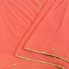 Sanskriti Vintage Peach Sarees Georgette Hand Beaded Premium Sari Craft Fabric