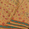 Sanskriti Vintage Yellow Sarees Pure Georgette Silk Hand Beaded Sari 6yrd Fabric