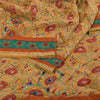 Sanskriti Vintage Yellow Sarees Pure Georgette Silk Hand Beaded Sari 6yrd Fabric