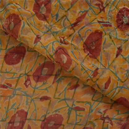 Sanskriti Vintage Yellow Sarees Pure Georgette Silk Hand Beaded Sari 6yrd Fabric