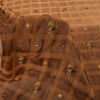 Sanskriti Vintage Indian Brown Sarees Pure Silk Hand Embroidered Sari 5yd Fabric
