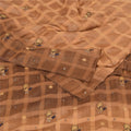 Sanskriti Vintage Indian Brown Sarees Pure Silk Hand Embroidered Sari 5yd Fabric