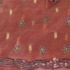 Sanskriti Vintage Sari Organza Dark Red Sarees Hand Bead Woven 5Yd Craft Fabric Assorted Scraps, Upcycled Remnant Fabric