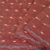 Sanskriti Vintage Sari Organza Dark Red Sarees Hand Bead Woven 5Yd Craft Fabric Assorted Scraps, Upcycled Remnant Fabric