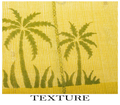 Sanskriti Vintage Saree Yellow Pure Cotton Hand Block-Zari Woven Fabric 5Yd Sari
