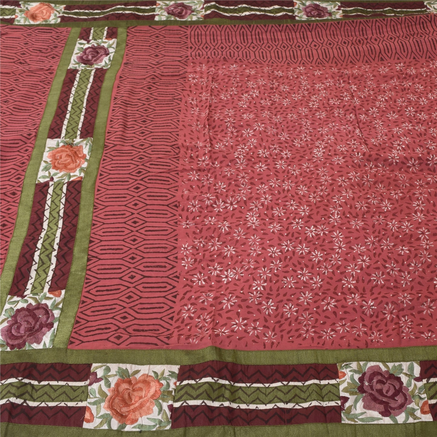 Sanskriti Vintage Sarees Pure Georgette Hand Printed Fabric Premium Ethnic Sari