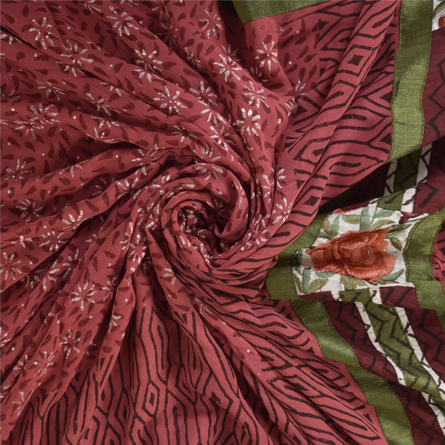 Sanskriti Vintage Sarees Pure Georgette Hand Printed Fabric Premium Ethnic Sari
