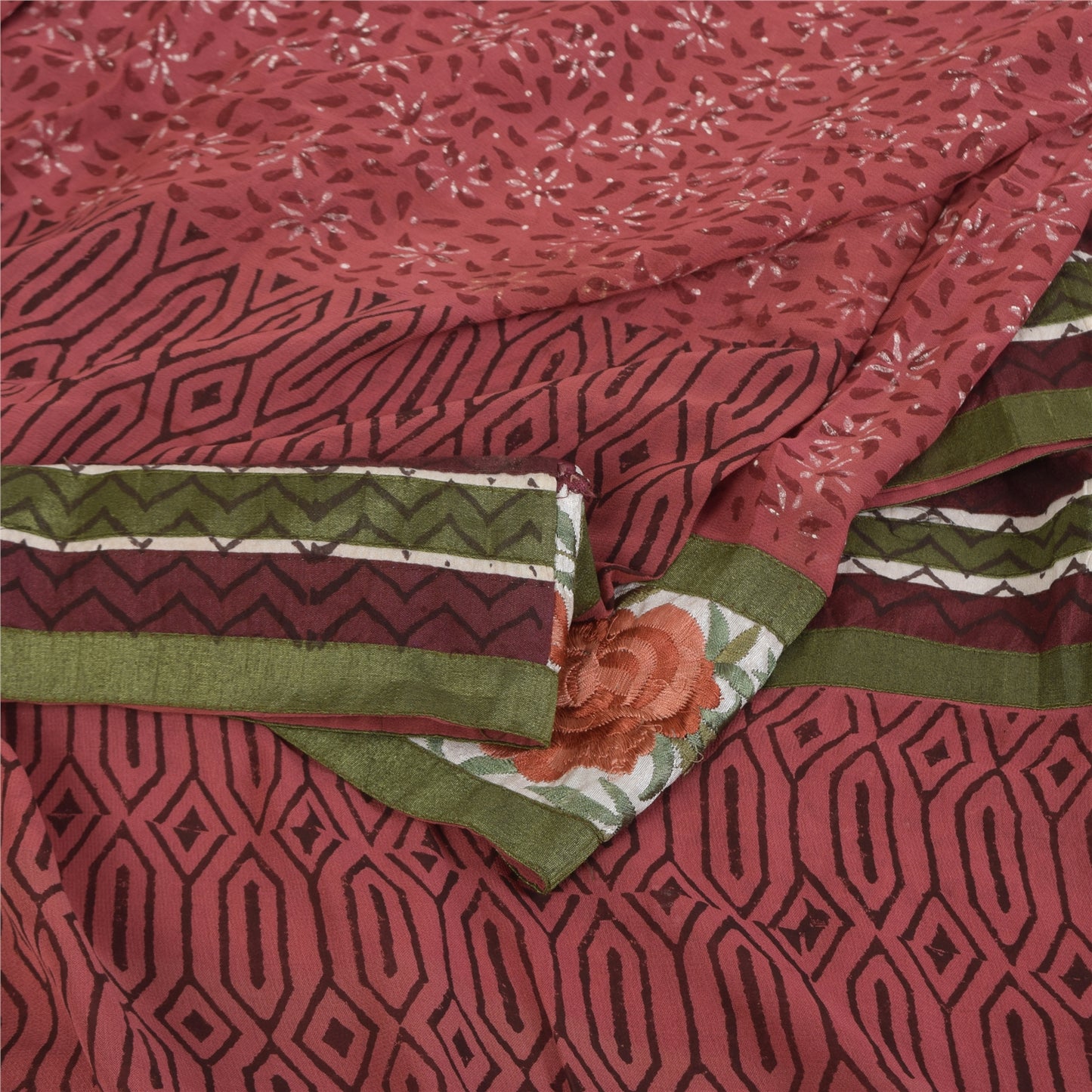 Sanskriti Vintage Sarees Pure Georgette Hand Printed Fabric Premium Ethnic Sari