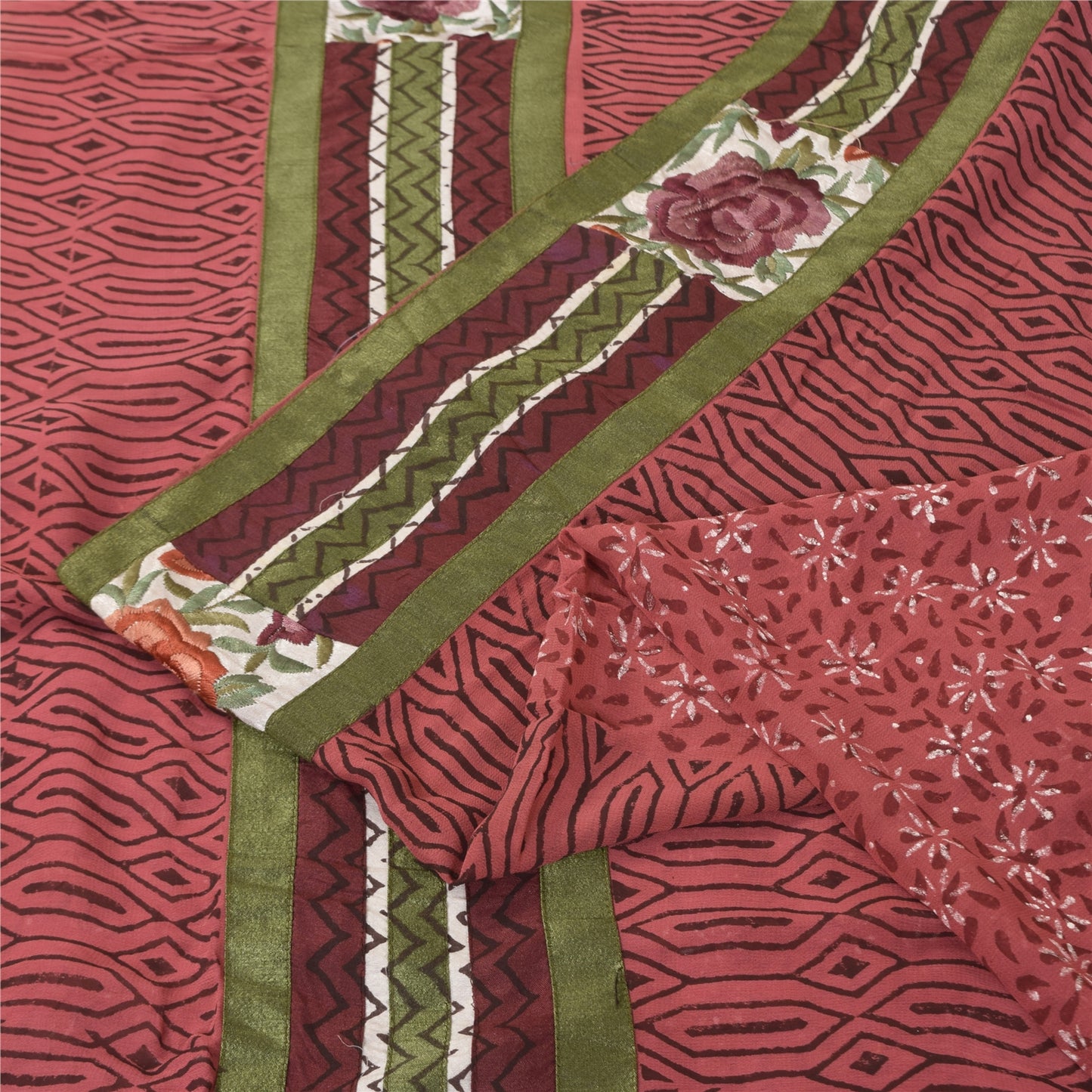 Sanskriti Vintage Sarees Pure Georgette Hand Printed Fabric Premium Ethnic Sari
