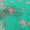 Sanskriti Vintage Sari Georgette Turquoise Blue Sarees Embroidered 5yd Craft Fabric Design- Dresses, Kaftans, Skirts, Blouses, Projects