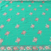Sanskriti Vintage Sari Georgette Turquoise Blue Sarees Embroidered 5yd Craft Fabric Design- Dresses, Kaftans, Skirts, Blouses, Projects