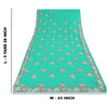 Sanskriti Vintage Sari Georgette Turquoise Blue Sarees Embroidered 5yd Craft Fabric Design- Dresses, Kaftans, Skirts, Blouses, Projects
