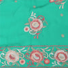 Sanskriti Vintage Sari Georgette Turquoise Blue Sarees Embroidered 5yd Craft Fabric Design- Dresses, Kaftans, Skirts, Blouses, Projects