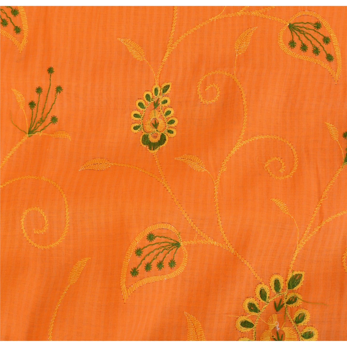 Sanskriti Vintage Orange Sarees Blend Cotton Embroidered Premium Sari 5yd Fabric