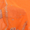 Sanskriti Vintage Orange Saree Pure Georgette Silk Hand Beaded Sustainable Fabric Sari