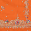 Sanskriti Vintage Orange Saree Pure Georgette Silk Hand Beaded Sustainable Fabric Sari