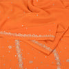 Sanskriti Vintage Orange Saree Pure Georgette Silk Hand Beaded Sustainable Fabric Sari