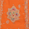 Sanskriti Vintage Orange Saree Pure Georgette Silk Hand Beaded Sustainable Fabric Sari