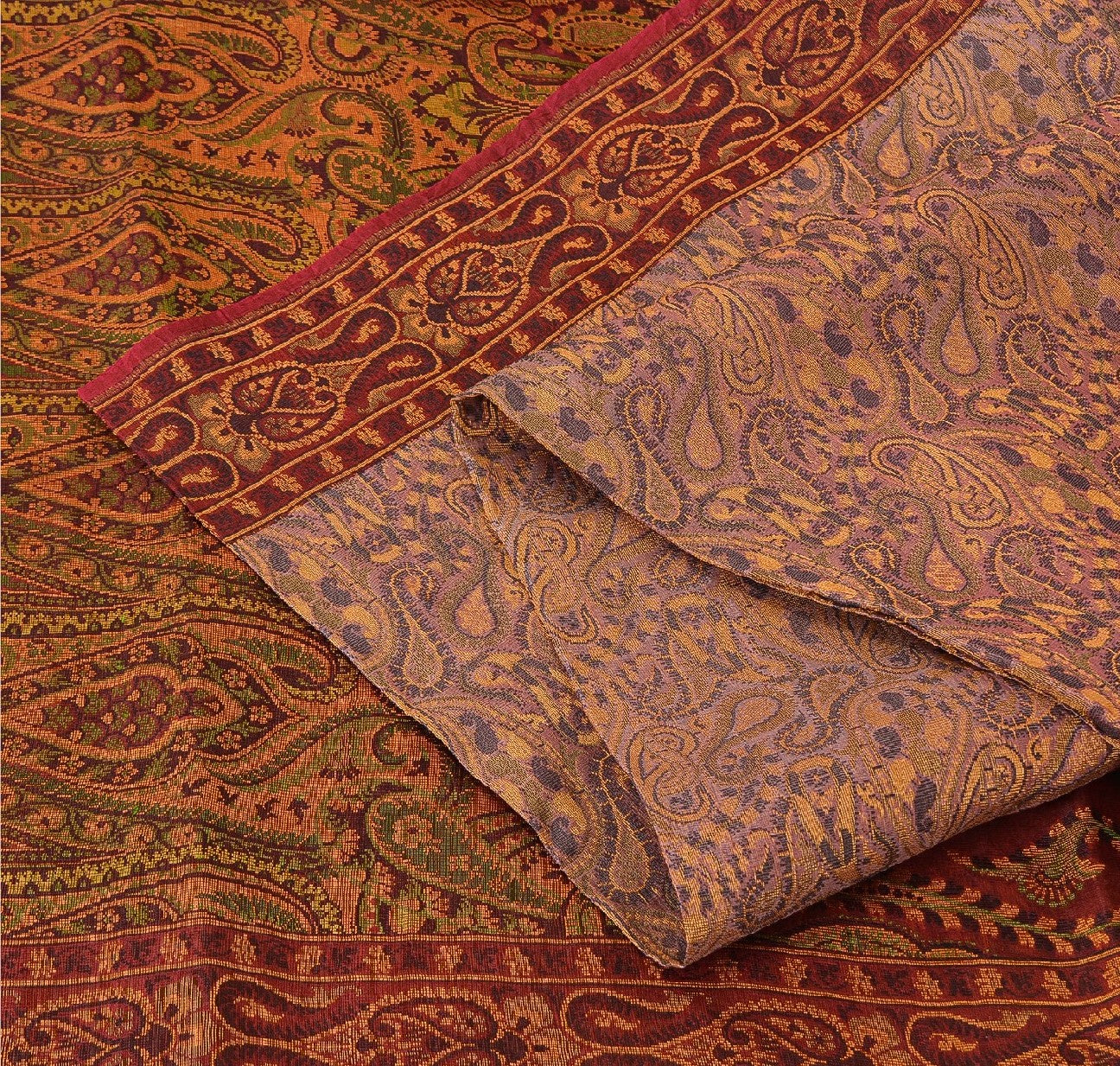 Sanskriti Vintage Indian Saree 100% Pure Organza Silk Woven Purple Sustainable Fabric Cultural Sari