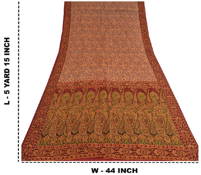 Sanskriti Vintage Indian Saree 100% Pure Organza Silk Woven Purple Sustainable Fabric Cultural Sari