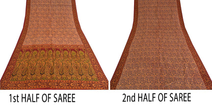 Sanskriti Vintage Indian Saree 100% Pure Organza Silk Woven Purple Sustainable Fabric Cultural Sari