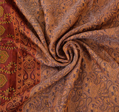 Sanskriti Vintage Indian Saree 100% Pure Organza Silk Woven Purple Sustainable Fabric Cultural Sari