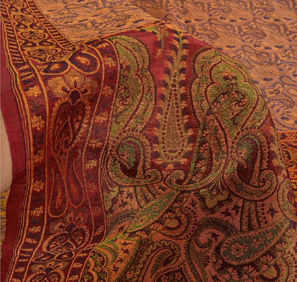 Sanskriti Vintage Indian Saree 100% Pure Organza Silk Woven Purple Sustainable Fabric Cultural Sari