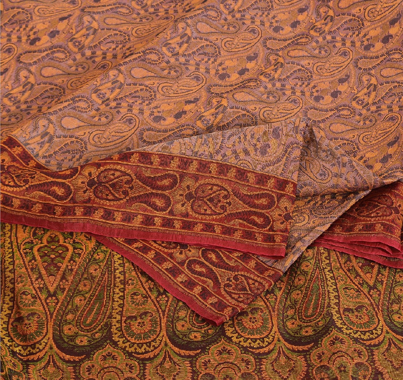 Sanskriti Vintage Indian Saree 100% Pure Organza Silk Woven Purple Sustainable Fabric Cultural Sari