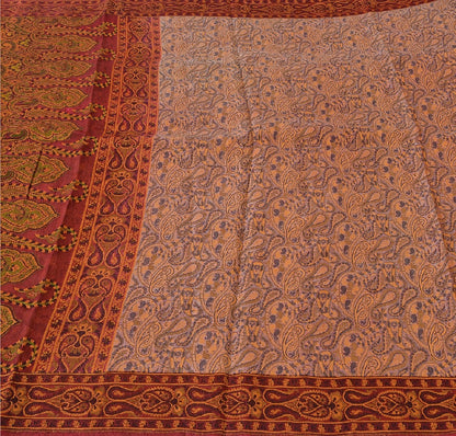 Sanskriti Vintage Indian Saree 100% Pure Organza Silk Woven Purple Sustainable Fabric Cultural Sari