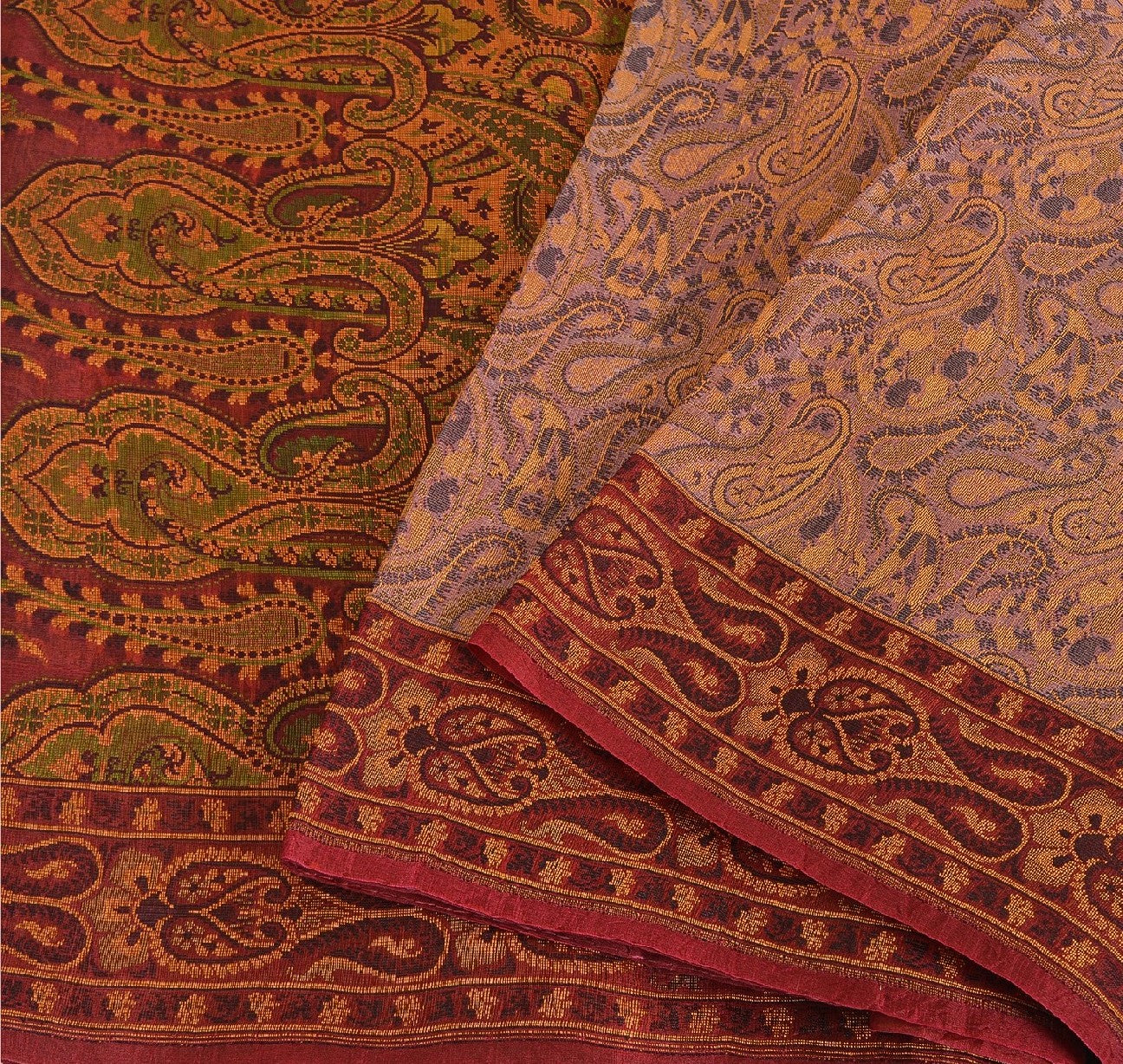 Sanskriti Vintage Indian Saree 100% Pure Organza Silk Woven Purple Sustainable Fabric Cultural Sari