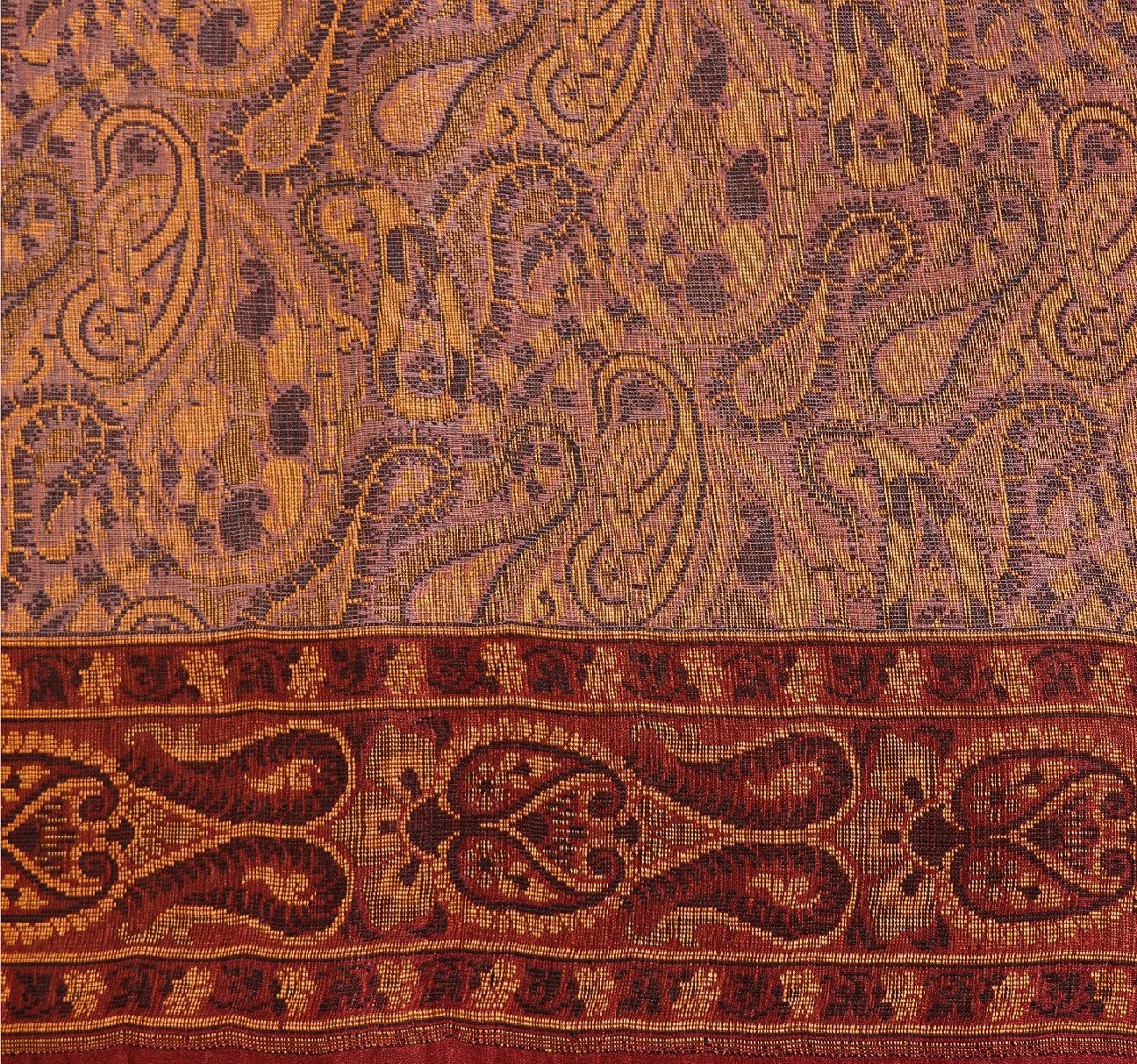 Sanskriti Vintage Indian Saree 100% Pure Organza Silk Woven Purple Sustainable Fabric Cultural Sari