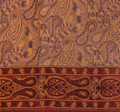 Sanskriti Vintage Indian Saree 100% Pure Organza Silk Woven Purple Sustainable Fabric Cultural Sari