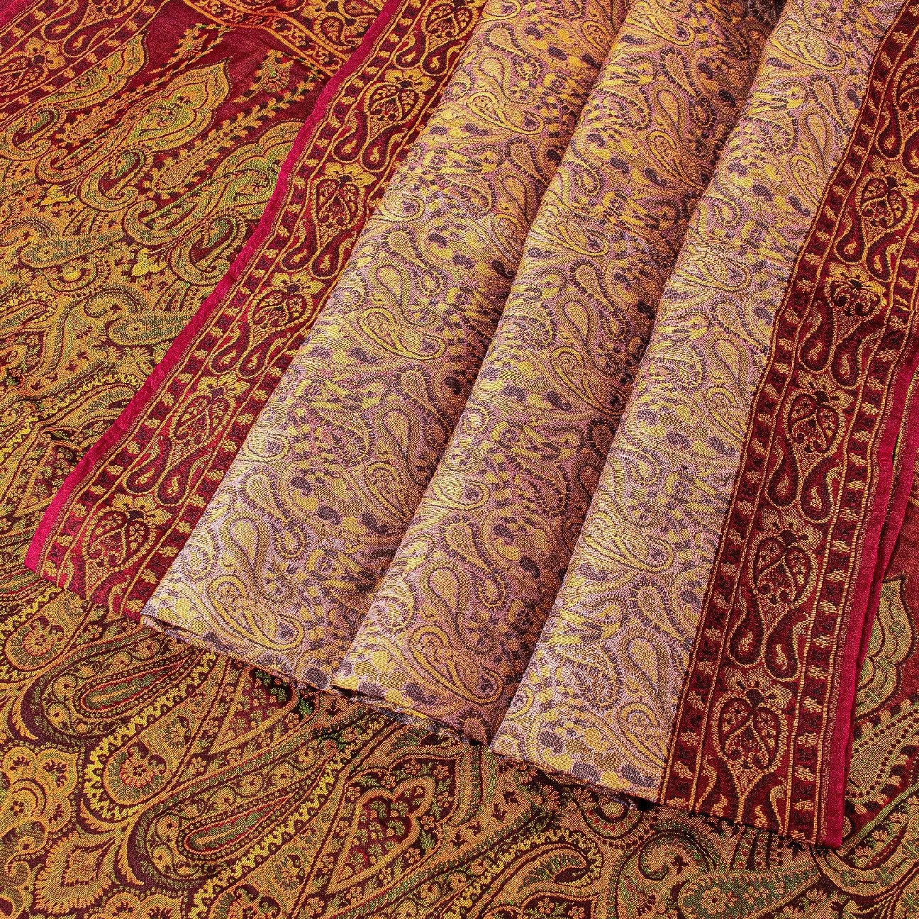 Sanskriti Vintage Indian Saree 100% Pure Organza Silk Woven Purple Sustainable Fabric Cultural Sari