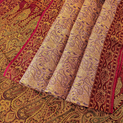 Sanskriti Vintage Indian Saree 100% Pure Organza Silk Woven Purple Sustainable Fabric Cultural Sari