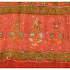 Sanskriti Vintage Red Sarees Pure Georgette Hand Beaded Premium Sari 5yrd Fabric