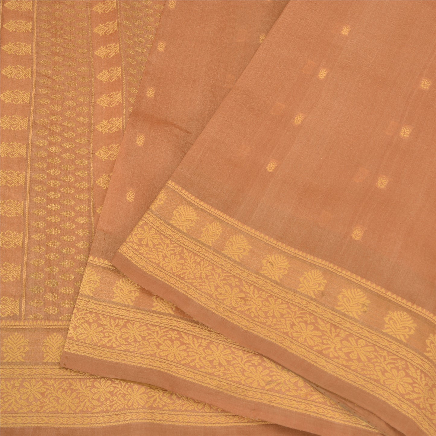 Sanskriti Vintage Brown Sarees Bollywood Pure Silk Woven Sari 5yd Craft Fabric