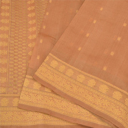 Sanskriti Vintage Brown Sarees Bollywood Pure Silk Woven Sari 5yd Craft Fabric