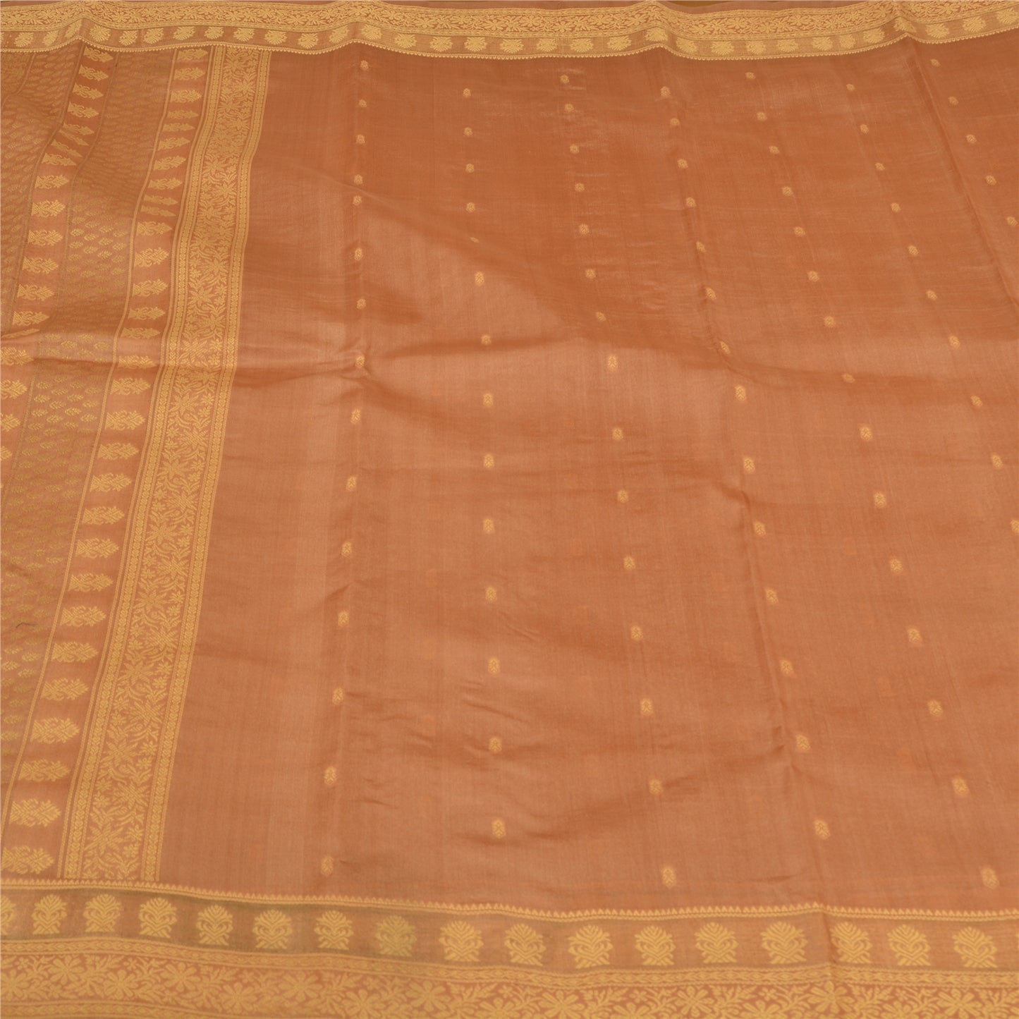 Sanskriti Vintage Brown Sarees Bollywood Pure Silk Woven Sari 5yd Craft Fabric