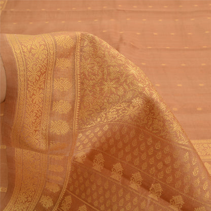 Sanskriti Vintage Brown Sarees Bollywood Pure Silk Woven Sari 5yd Craft Fabric