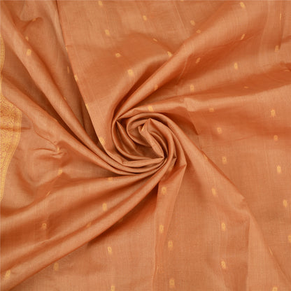 Sanskriti Vintage Brown Sarees Bollywood Pure Silk Woven Sari 5yd Craft Fabric