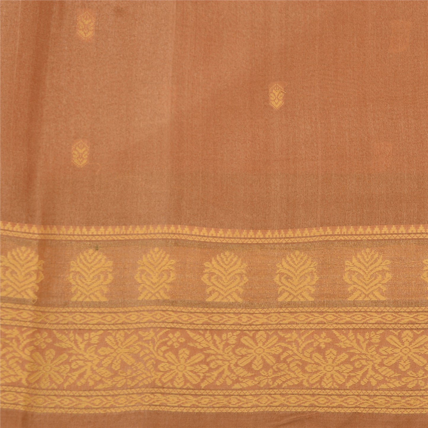 Sanskriti Vintage Brown Sarees Bollywood Pure Silk Woven Sari 5yd Craft Fabric