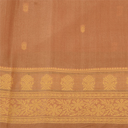 Sanskriti Vintage Brown Sarees Bollywood Pure Silk Woven Sari 5yd Craft Fabric