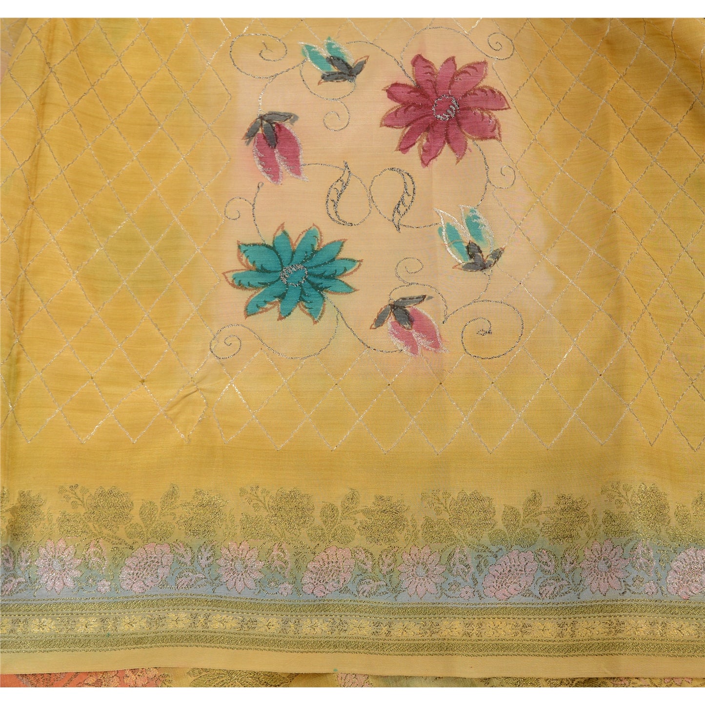 Sanskriti Vintage Indian Sarees Pure Silk Embroidered Woven Premium Sari Fabric