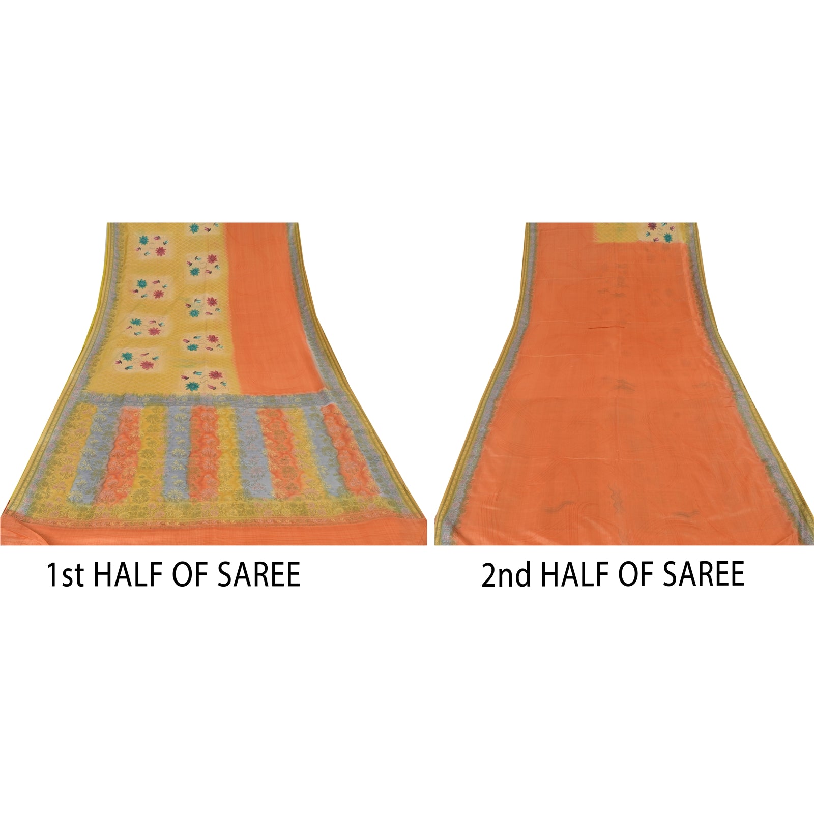 Sanskriti Vintage Indian Sarees Pure Silk Embroidered Woven Premium Sari Fabric